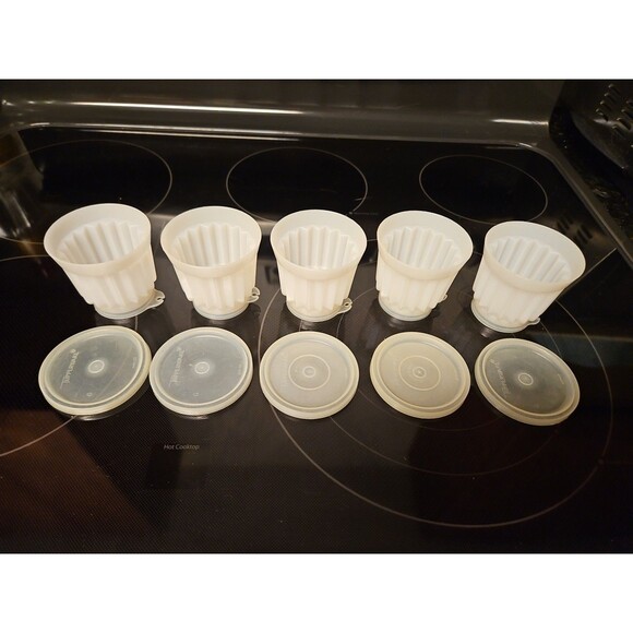 Set Of 5 Vintage Tupperware Jel-ette Jello Single Mold Cups With Lids #297 - Picture 4 of 9